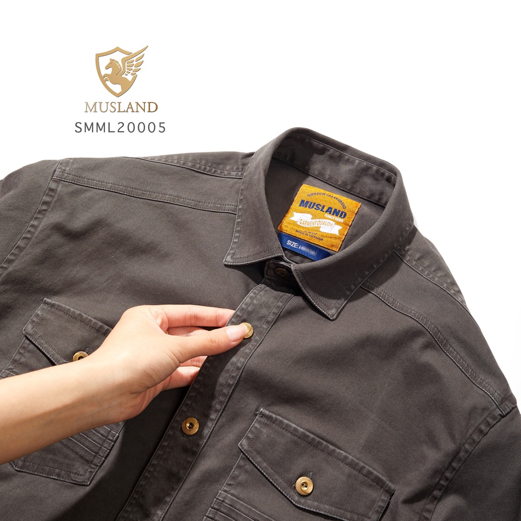Áo Sơ Mi Nam Dài tay, áo bụi, áo phượt Denim Premium chính hãng MUSLAND VNXK Hàn Quốc (SMML20005) Cá Tính, Trẻ Trung. | BigBuy360 - bigbuy360.vn