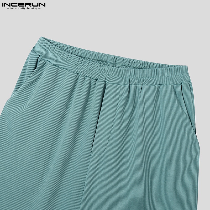 Bộ đồ INCERUN gồm áo thun tay ngắn + quần short 3 màu thời trang cho nam