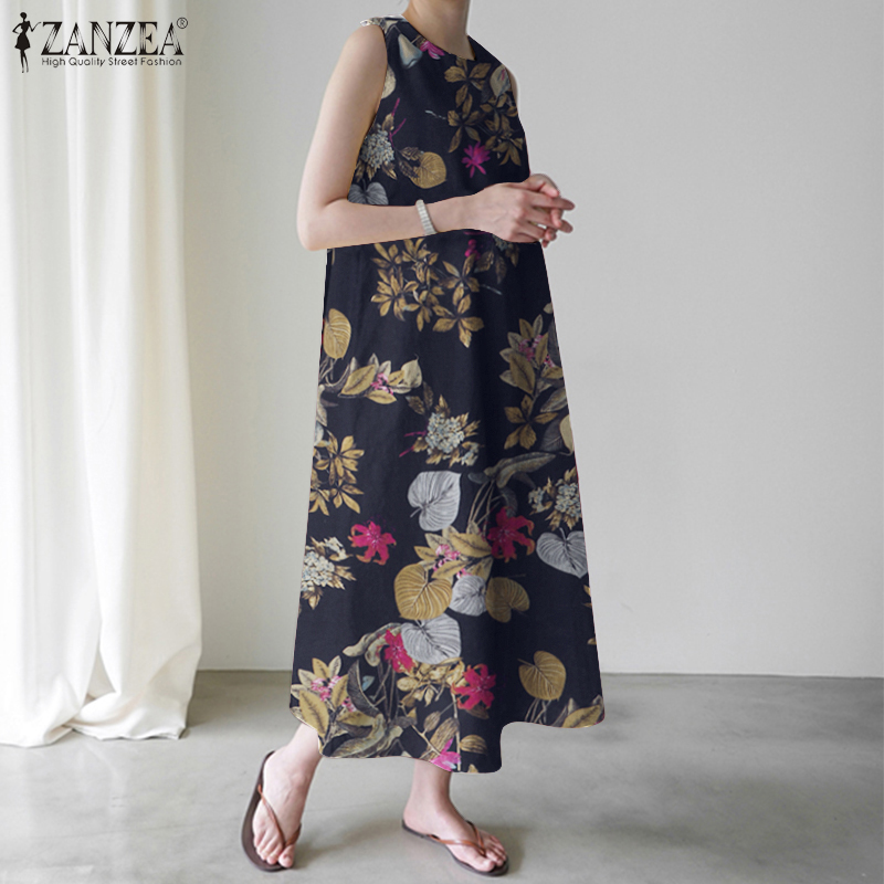 Đầm ZANZEA Không Tay Họa Tiết Hoa Thời Trang Quyến Rũ