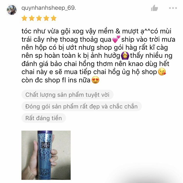 [Mã COS2112 hoàn 10% xu đơn 350K] DẦU GỘI KHÔ GIRLZ ONLY 200ML