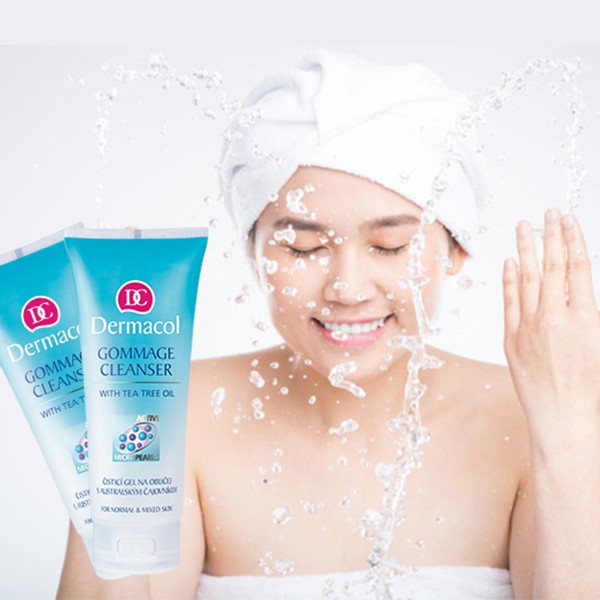 COMBO Sữa rửa mặt Dermacol Gommage Cleanser 7ml + Kem dưỡng cho da dầu mụn Dermacol AcneClear Moisturising Gel-cream 7ml
