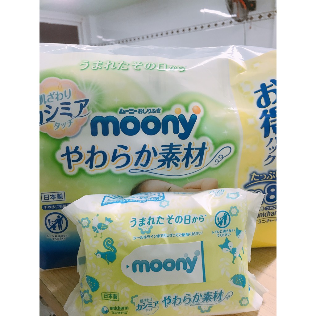  Khăn Giấy ướt Moony Nhật 80 tờ không mùi