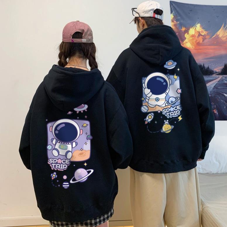 Áo Hoodie Nỉ Bông phi hành gia,  2 màu trằng đen nhiều sizie form rộng dáng Unisex