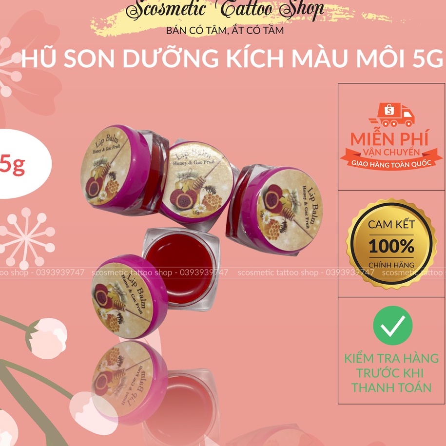 Dưỡng kích màu môi,Son dưỡng đỏ tươi từ gấc triết xuất từ thiên nhiên sau xăm-5g