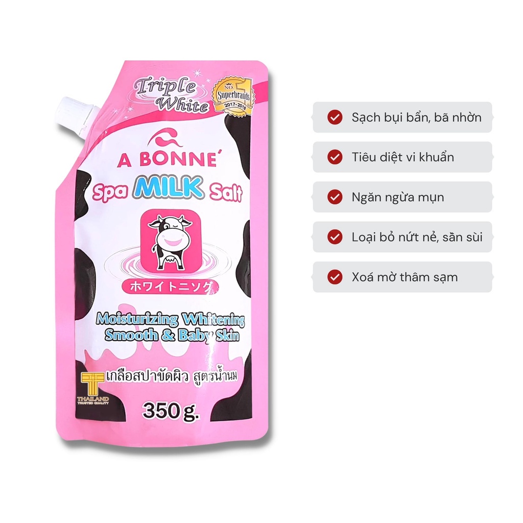 Muối Tắm Sữa Bò Tẩy Tế Bào Chết, Tẩy Tế Bào Chết Body Và Da Mặt  A Bonne Spa Milk Salt Thái Lan 350gr Lila_cosmetic