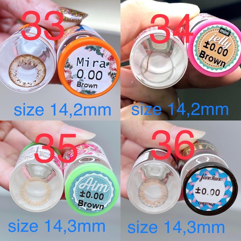Các mẫu lens Nâu_Brown Hot size giãn ít 14,2mm-14,3mm không độ (FREE SHIP)