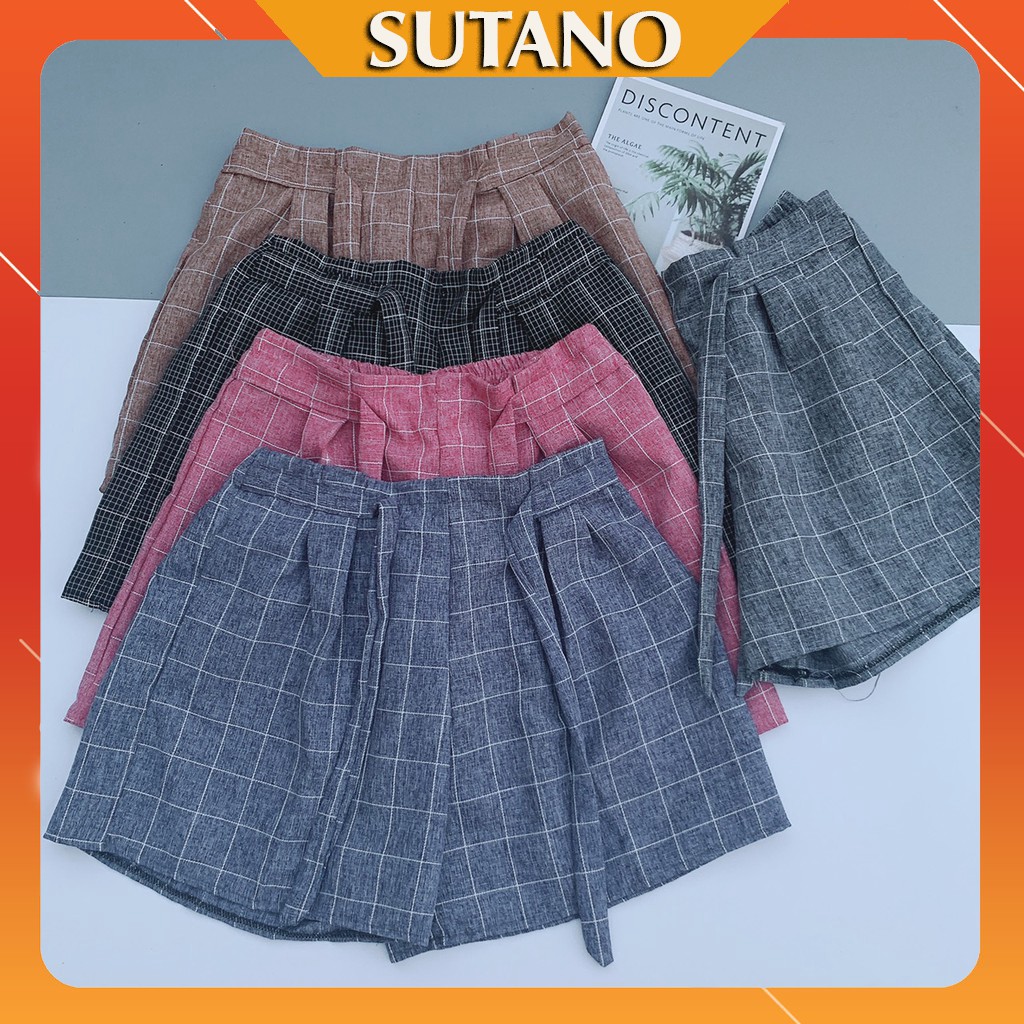 [Form dưới 50kg] Quần đùi kẻ caro vải kaki nhiều màu SUTANO - Mã Q365