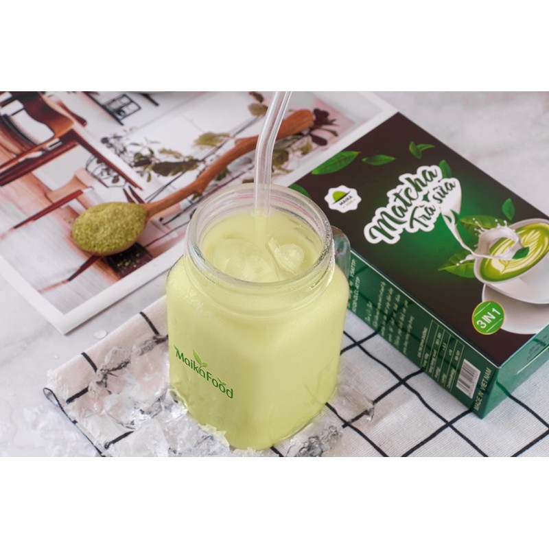 Trà Sữa Matcha MaikaFood Hoà Tan 3in1 - Hộp 170gr 10 Gói