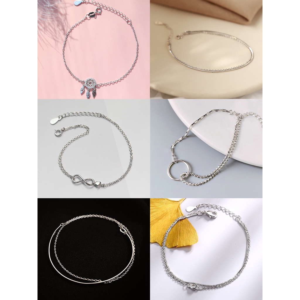Vòng tay nữ bạc 925 phong cách Hàn Quốc thiết kế đơn giản điều chỉnh được độ dài  SHEBYSHE - VT10