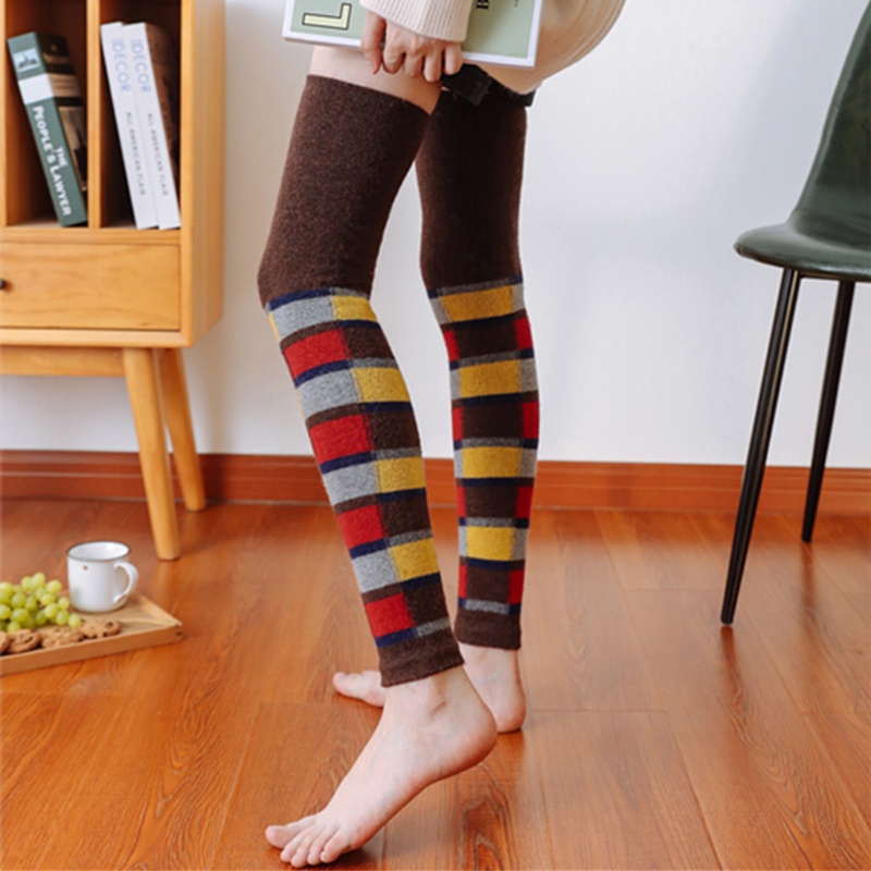 Youyo Vớ Len Ống Dài In Họa Tiết Kẻ Sọc Nhiều Màu Sắc Ấm Áp Cho Nữ