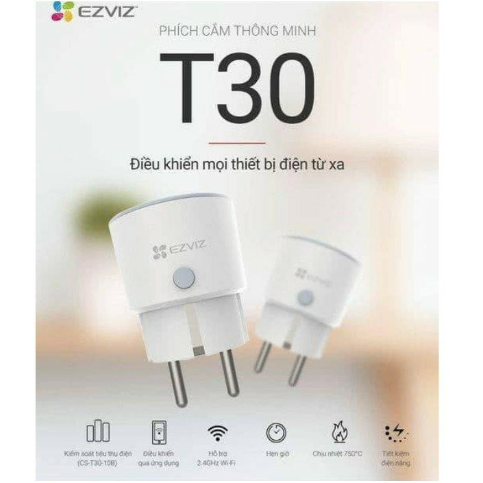 Ổ Cắm Điện Thông Minh EZVIZ T30 dùng trên Smartphone đo và đọc điện năng tiêu thụ chính hãng - Bảo hành 24 Tháng