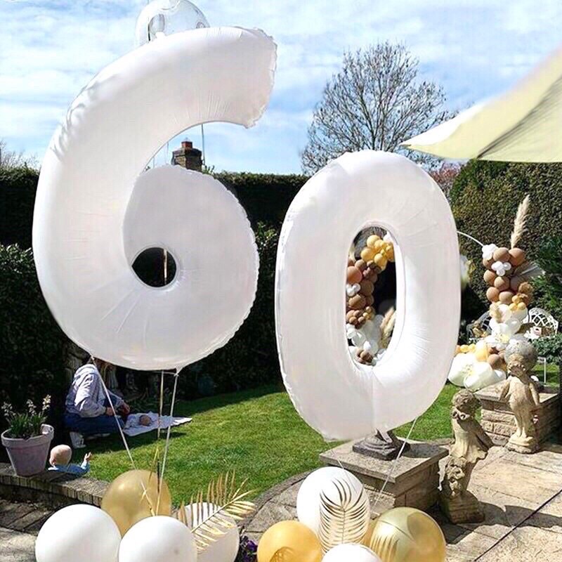 Bóng số tuổi màu trắng trang trí tiệc sinh nhật, party, chụp ảnh phong cách Hàn Quốc size đại 80cm