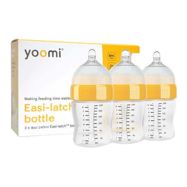 Bộ 3 Bình Sữa Cao Cấp PP Yoomi (240ml)-Bao bì không đẹp