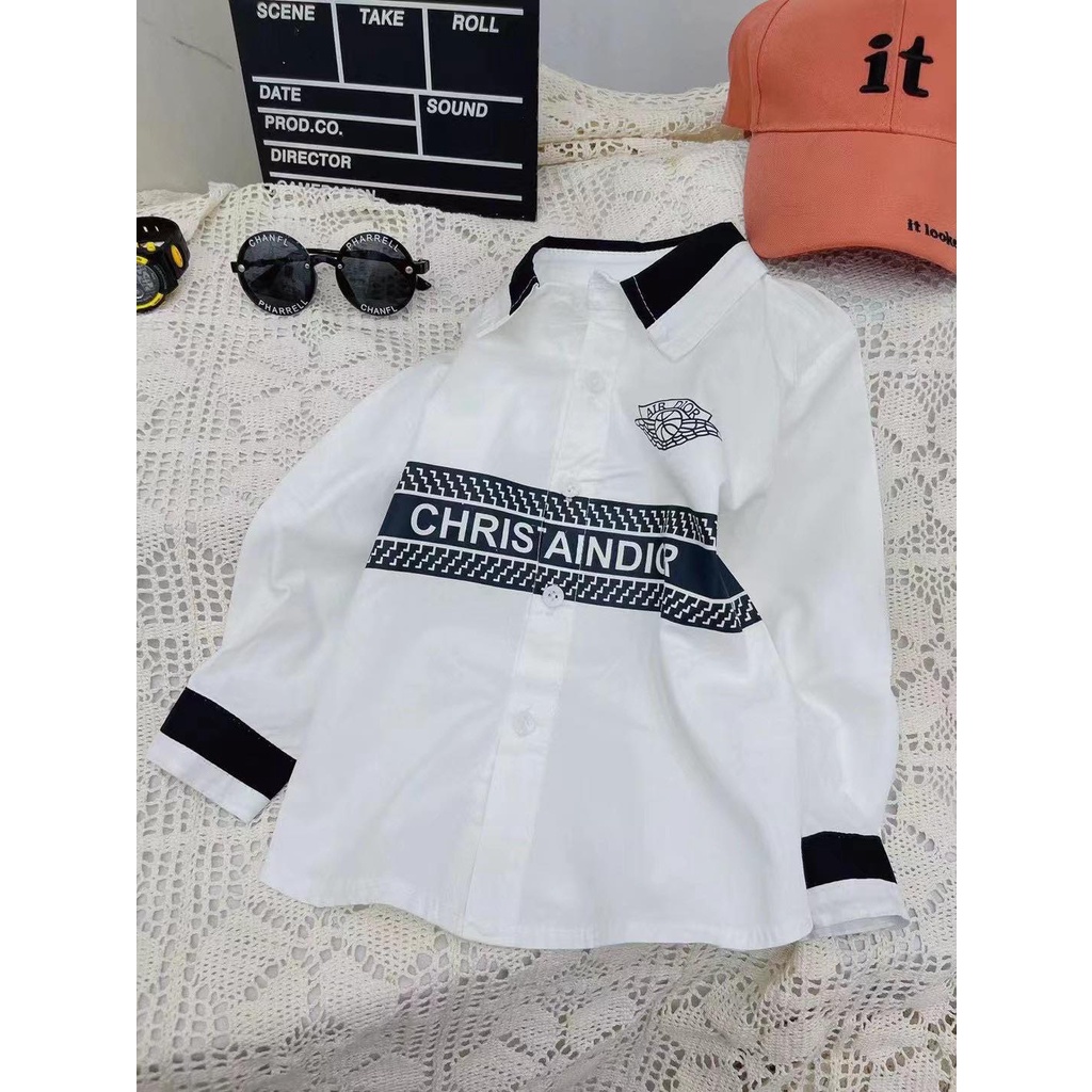 Áo sơ mi trắng dài tay cho bé trai size 3-8 tuổi -mã AT539