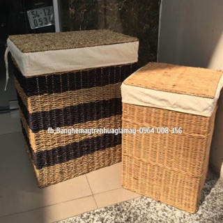 Thùng cói mây đựng đồ dơ kèm lót trong