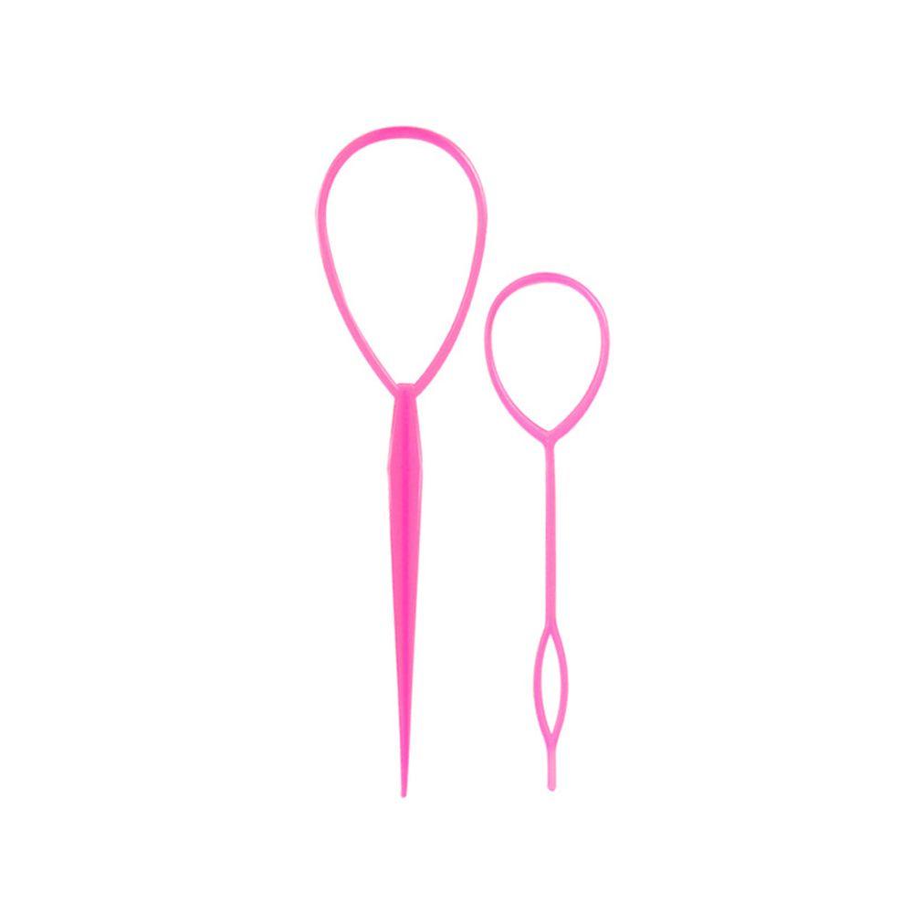 Bộ Dụng Cụ Bện Tóc Co Giãn Màu Hồng Trơn Phong Cách Pháp