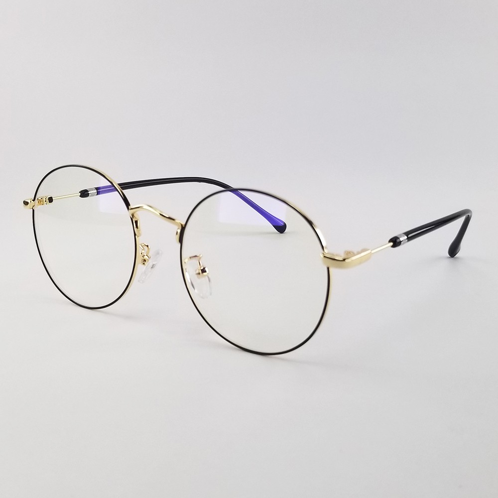 Gọng kính nữ - nam mắt cận tròn kim loại thời trang 1912 màu bạc, vàng. Tròng giả cận 0 độ chống tia UV | BigBuy360 - bigbuy360.vn
