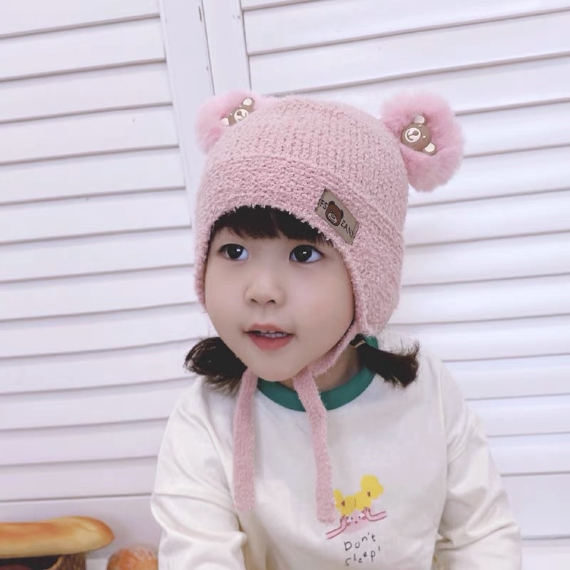 Mũ len sơ sinh cho bé trai bé gái thêu động vật dễ thương , phù hợp 0-2 tuổi