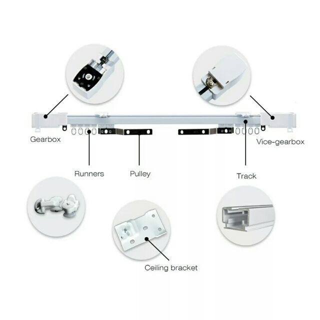Ray Rèm vuông Tự Động chống ồn loại 1 Full Phụ Kiện - ray rèm tự động TUYA SMART