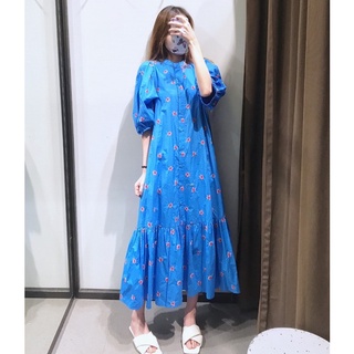 Đầm suôn xanh hoa nhí