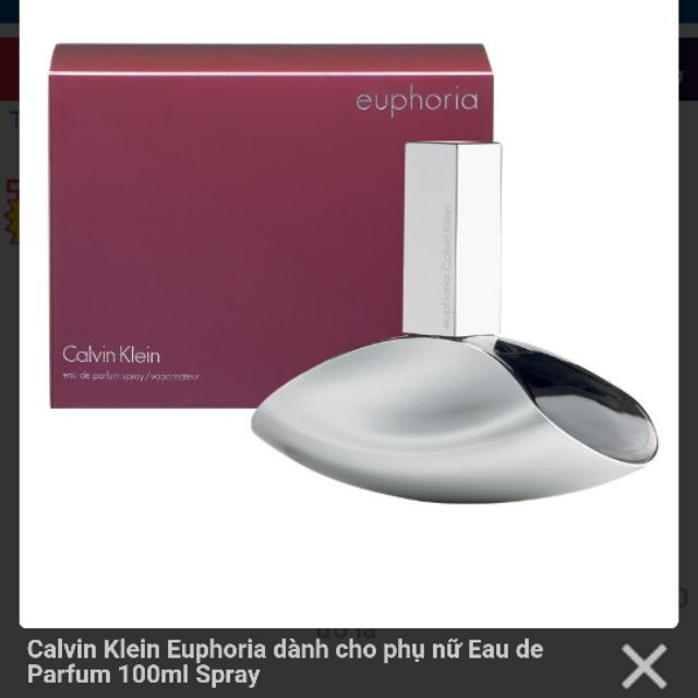 Calvin Klein Euphoria dành cho phụ nữ Eau de Parfum 100ml Spray