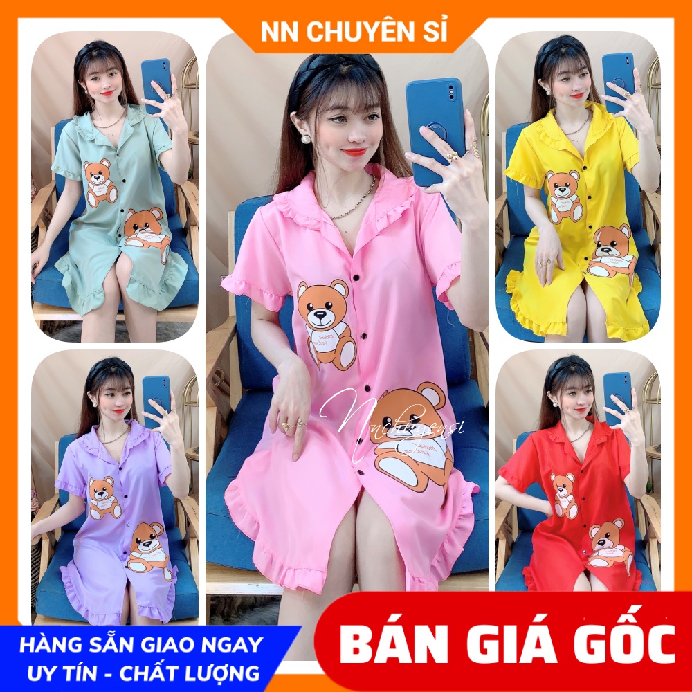 Đầm nữ Đầm nữ dài Vải kate mềm mịn mát in hoạt hình hoa tiết dễ thương