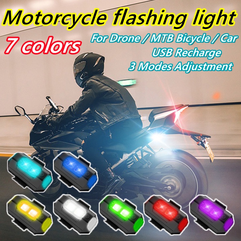 Đèn Nhấp Nháy Cảnh Báo Gắn Xe Đạp/Máy Bay 7 Màu Chống Thấm Nước Có Thể Sạc Lại Cho MTB Drone