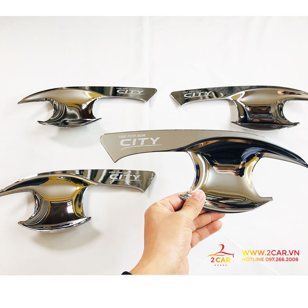 Bộ ốp tay nắm, hõm cửa xe Honda City 2015-2020, 2021 mạ crom cao cấp