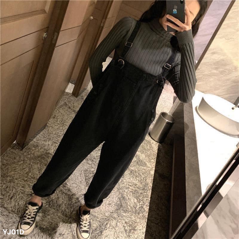 (Hàng có sẵn- Freeship) Yếm jean dài 2 màu_YJ01