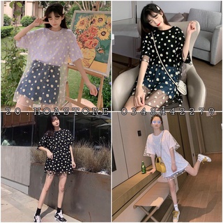 ÁO VOAN REN HOA CÚC TAY CỘC MIX ÁO THUN - SET ÁO LƯỚI DAISY ÁO QUÂY 2 DÂY - ÁO HOA NHÍ CHOÀNG
