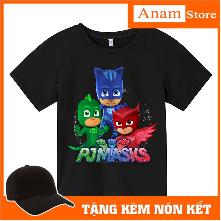 Áo thun cho bé siêu nhân pjmaks , 4 màu, có size người lớn, Anam Store