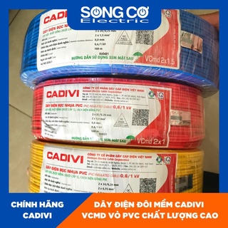 Dây Điện Đôi Mềm CADIVI - VCMD - Bán Lẻ Theo Mét - Kích Thước 2x0.5mm 2x0.75mm 2x1mm 2x1.5mm Vỏ Bọc PVC Chất Lượng Cao