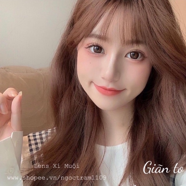 Lens nâu choco giãn ít/giãn to có cận (0-6 độ)