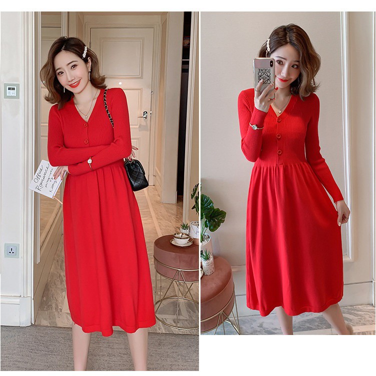 Váy Bầu Đầm Bầu LEN Cho Bé Bú Sau Sinh A1598