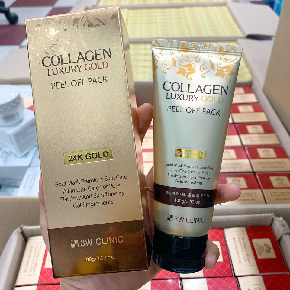 Mặt nạ vàng 3W Clinic Collagen Luxury Gold Peel Off Pack 24K Gold 100g Hàn Quốc