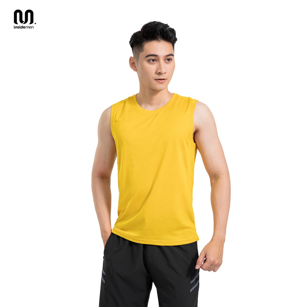 Áo ba lỗ nam INSIDEMEN tập gym thể thao tanktop chất co giãn thoáng khí siêu mát thấm hút mồ hôi ITT010S1