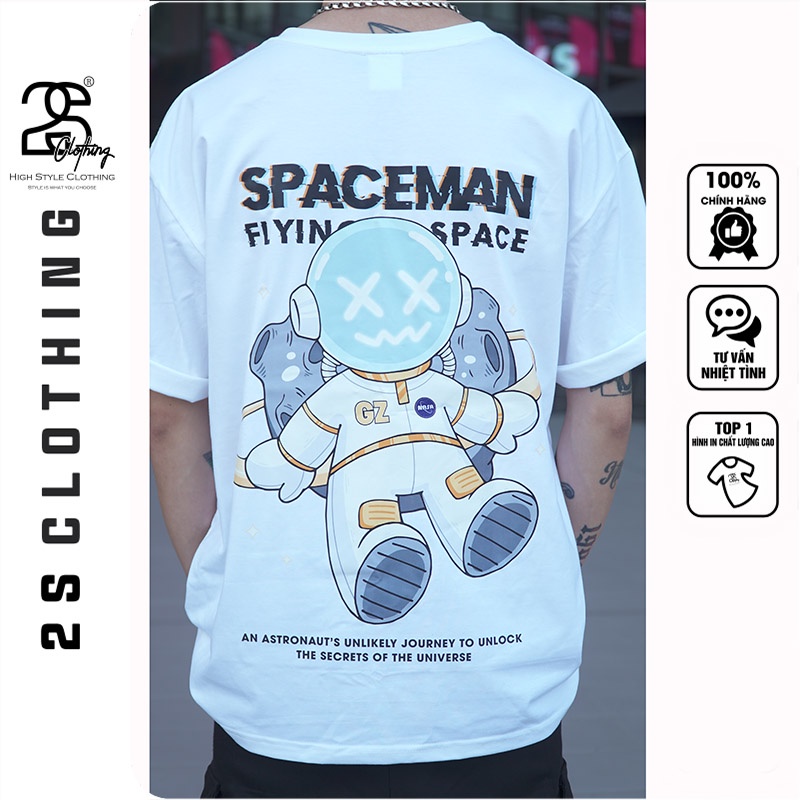 Áo Thun Nam Nữ Form Rộng Tay Lỡ 2s Clothing Áo Thun Cổ Tròn Form Rộng Cotton Dáng Oversize Basic Phi Hành Gia TV5069