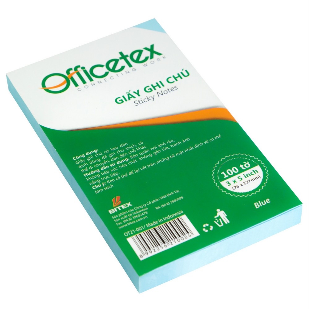 Giấy Ghi Chú Officetex 3x5 Ot21-001 Màu Xanh Dương