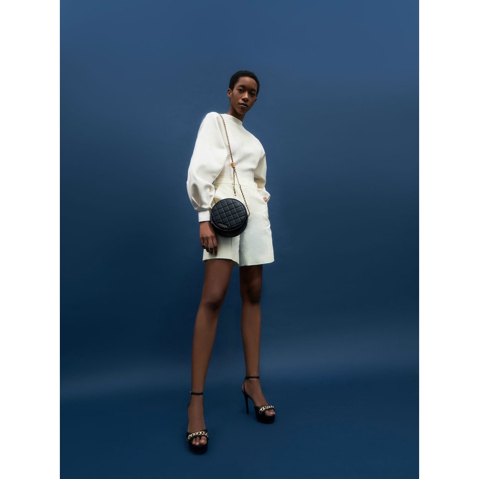 túi đeo chéo nữ dáng tròn CK2-80680915 đen