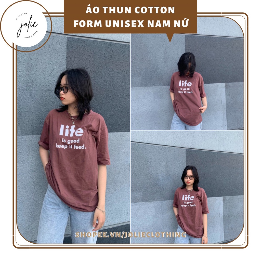 Áo thun nam nữ tay ngắn, dáng unisex chất liệu cotton form rộng nhiều màu in chữ