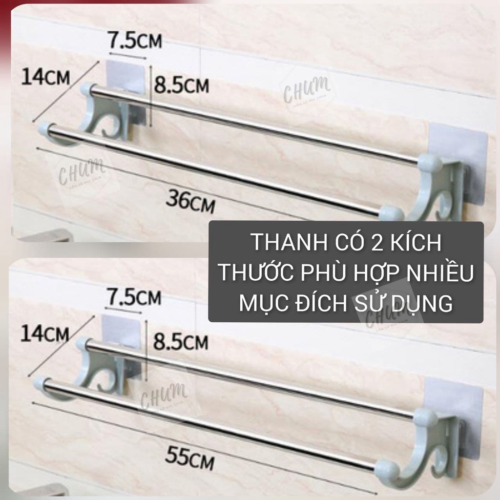 [Mã LIFEHLSALE2 giảm 10% đơn 0Đ] THANH TREO KHĂN INOX ĐÔI DÙNG TRONG NHÀ TẮM