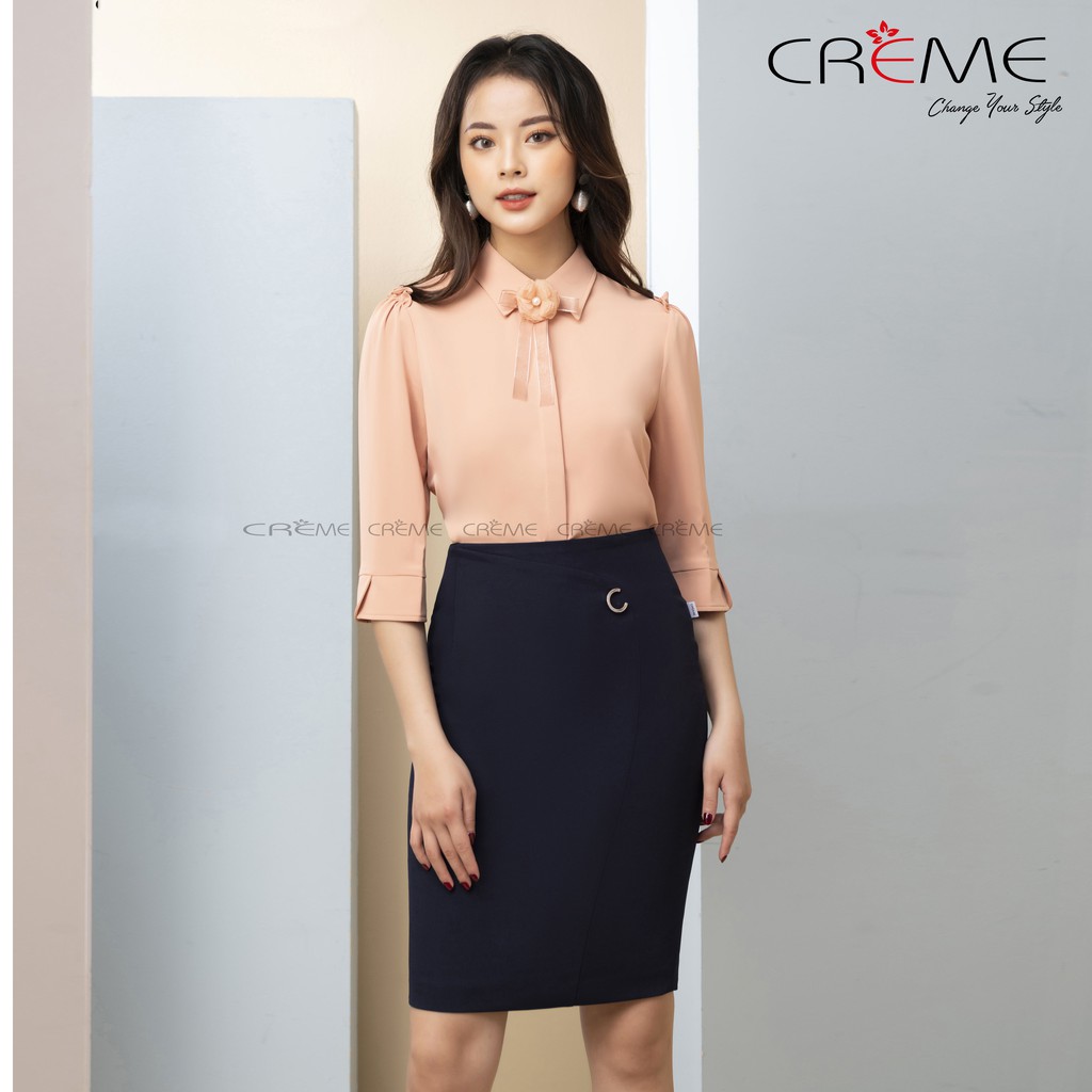 [Mã FASHIONMALLT4 giảm 15% đơn 150k] Chân váy bút chì chuẩn công sở CV0034 CREME | BigBuy360 - bigbuy360.vn