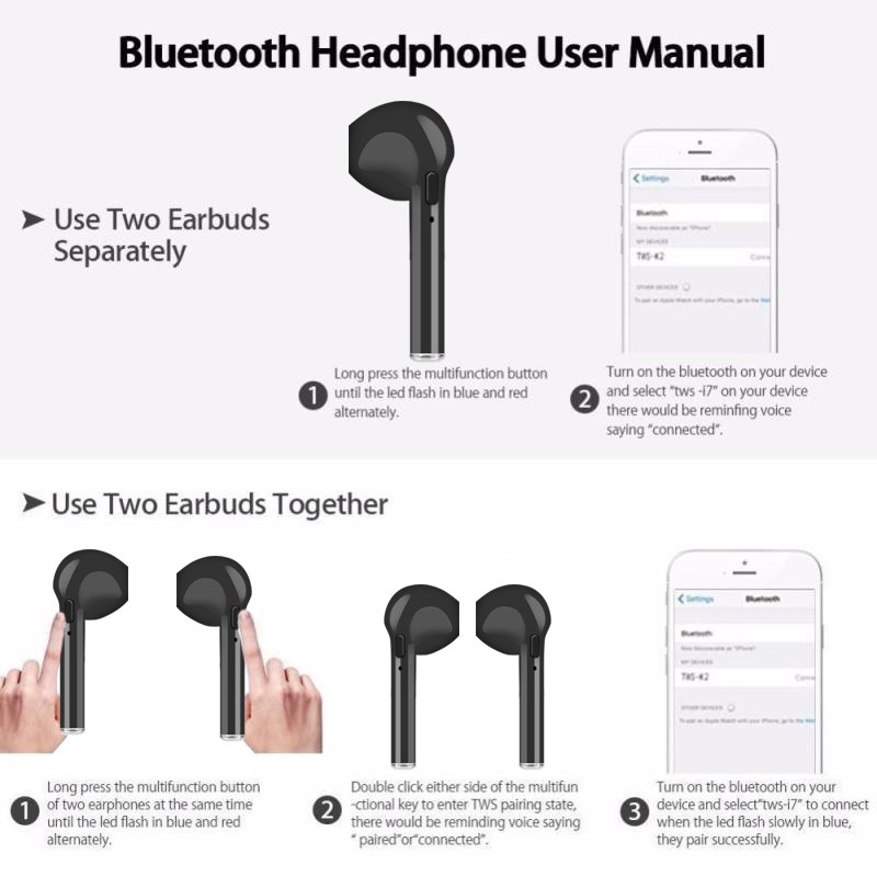 【Túi thắt lưng chống thấm nước miễn phí】Tai Nghe Bluetooth I7s - Tai Bluetooth Nhét Tai - Nghe Cùng Lúc Cả 2 Tai Bảo