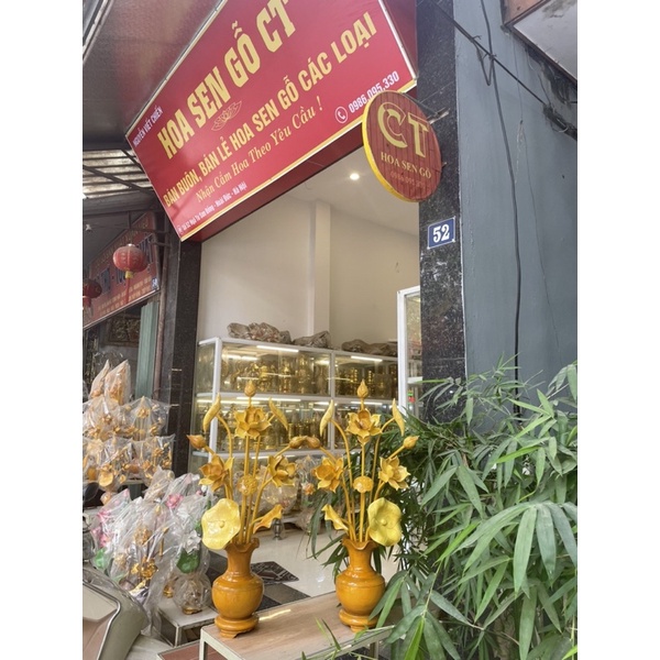 Bình Hoa Sen Gỗ Mít Cao 87cm 🌺