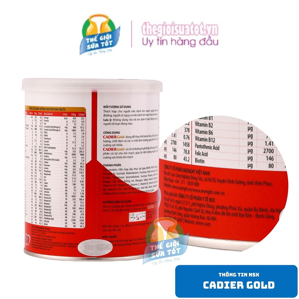 [CHÍNH HÃNG] Sữa Bột Cadier Gold 400g Sản Phẩm Dinh Dưỡng Dành Cho Người Bị Tim - DATE MỚI