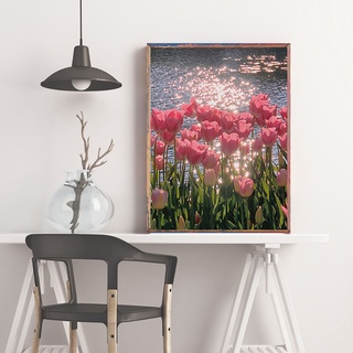 Hàng Mới❤[30 * 30/40 * 40cm] Tranh tô màu theo số / Hoa tulip-Hoa tươi nhỏ chữa bệnh /Gia đình hoạt hình / Tự làm quà tặng độc đáo / Buzz Lightyear / Strawberry Bear/  không có khung -Tranh tô màu theo số hoa
