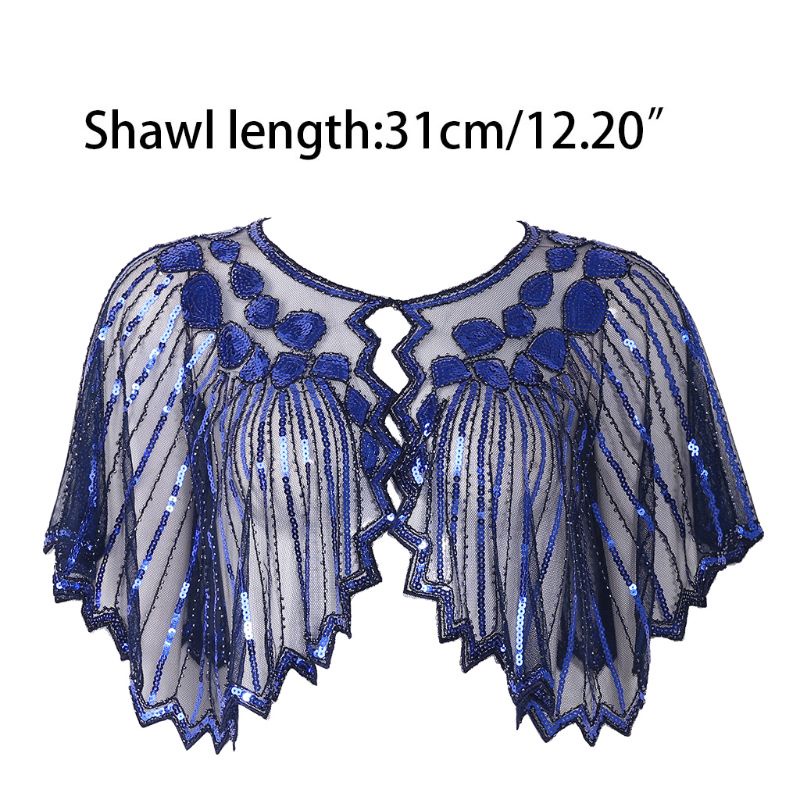 Khăn Quàng Cổ Đính Hạt Cườm Kim Sa Lấp Lánh Phong Cách Châu Âu Vintage 1920s Sang Trọng