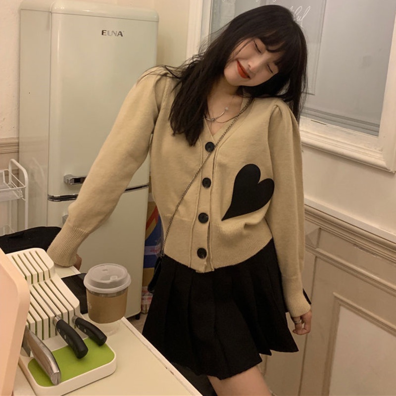 Áo sweater dệt kim tay dài cổ chữ v dáng rộng phong cách thời trang hàn quốc