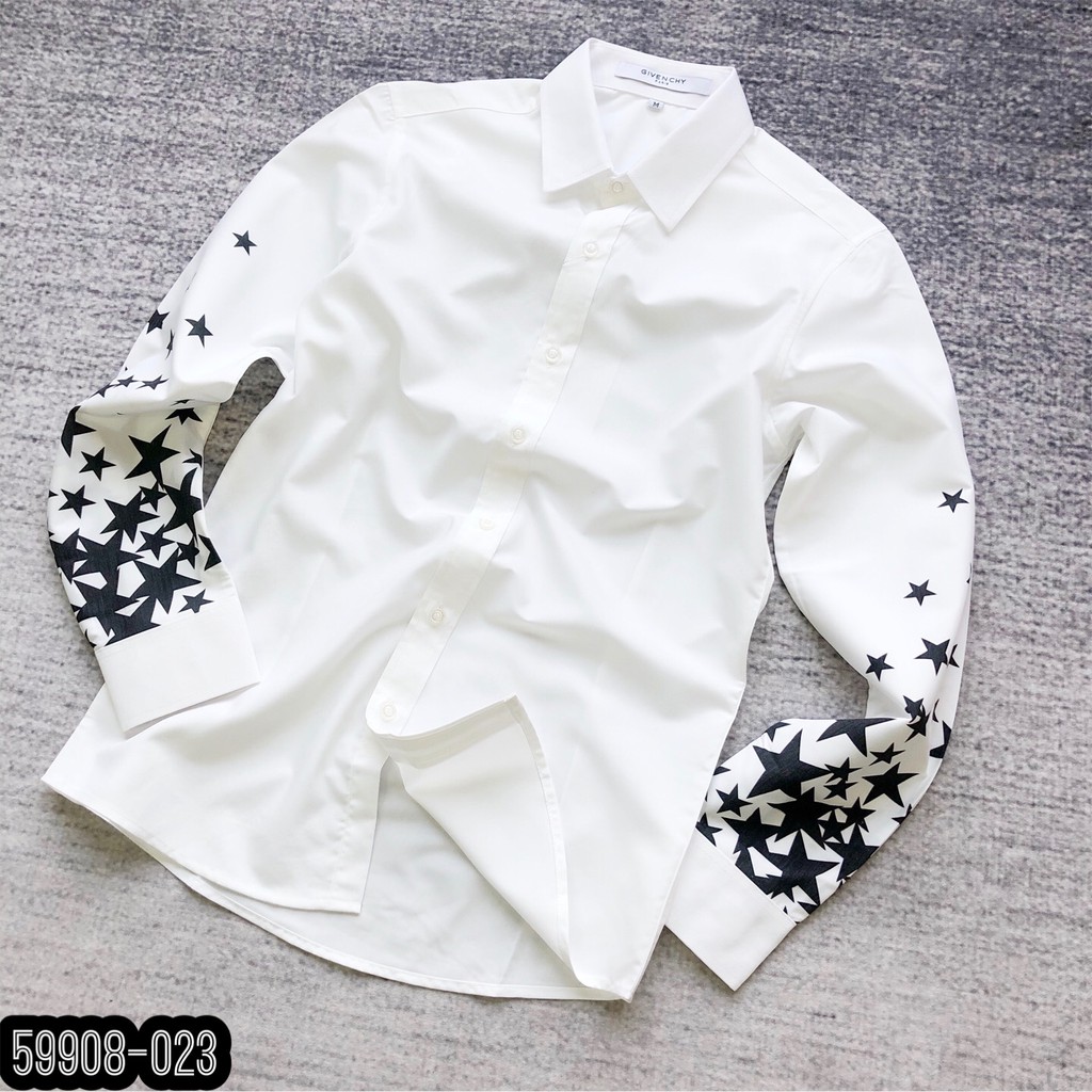 Sơ Mi Trắng Nam CVG Nhiều Sao Cánh Tay_Sơ Mi Dài Tay