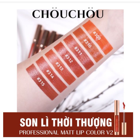 ( chính hãng ) SON KEM LÌ CHOU CHOU PROFESSIONAL MATT LIP COLOR V2